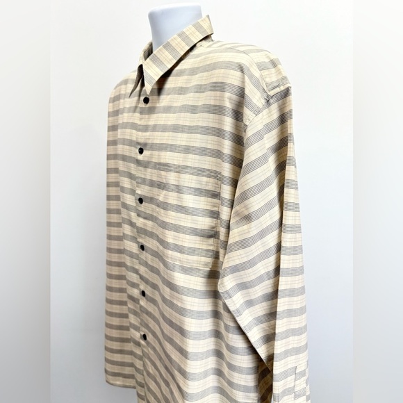 METAPHOR Men’s beige and gray plaid long sleeve button shirt size XL - Picture 8 of 12